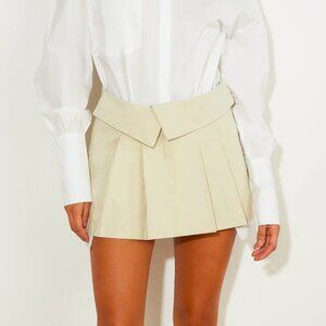 LIONESS Beige Pleated Utility Mini Skirt